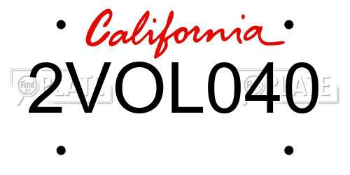 2VOL040 California License Plate