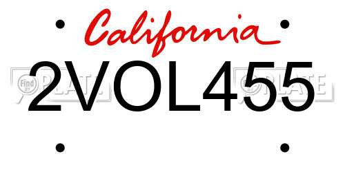 2VOL455 California License Plate
