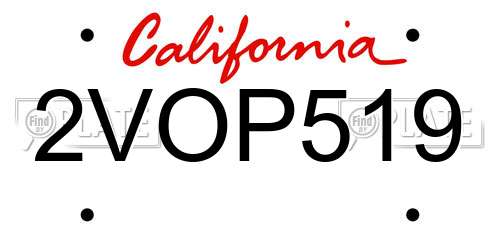 2VOP519 California License Plate