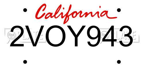 2VOY943 California License Plate