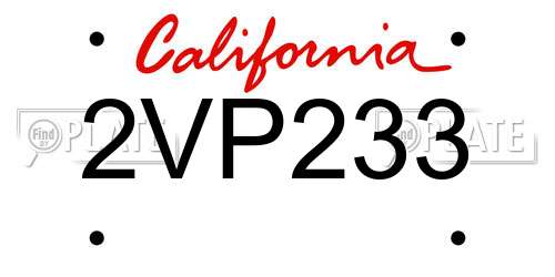 2VP233 California License Plate
