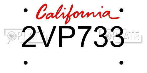 2VP733 California License Plate