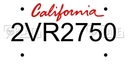 2VR2750 California License Plate