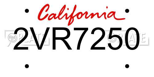 2VR7250 California License Plate
