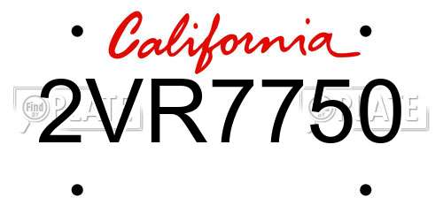 2VR7750 California License Plate