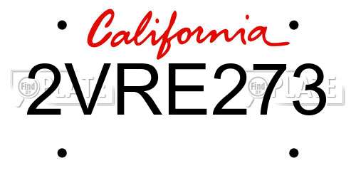 2VRE273 California License Plate