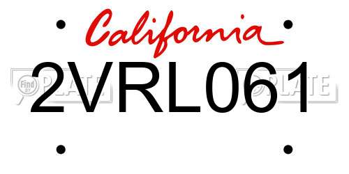 2VRL061 California License Plate