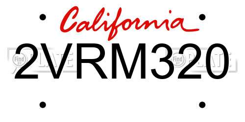 2VRM320 California License Plate