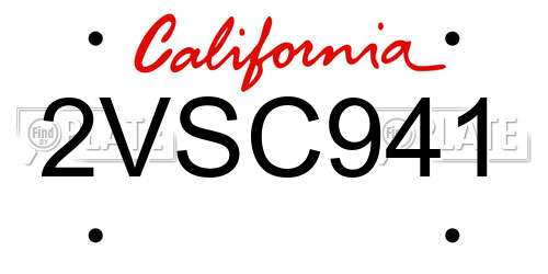 2VSC941 California License Plate