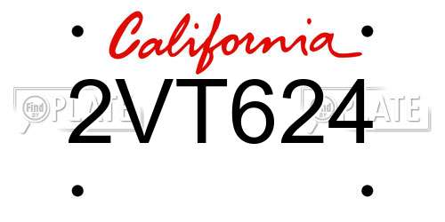 2VT624 California License Plate
