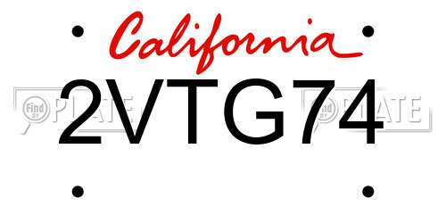 2VTG74 California License Plate