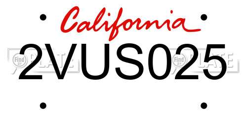 2VUS025 California License Plate