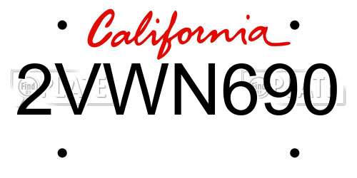 2VWN690 California License Plate