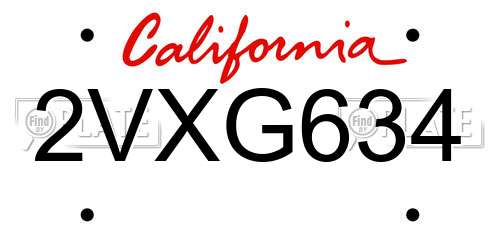 2VXG634 California License Plate