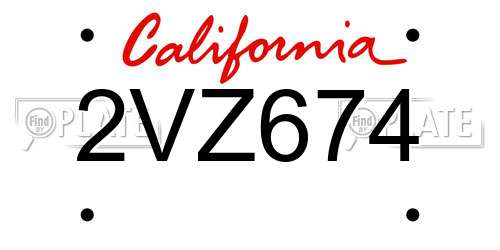 2VZ674 California License Plate