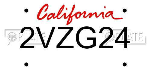 2VZG24 California License Plate