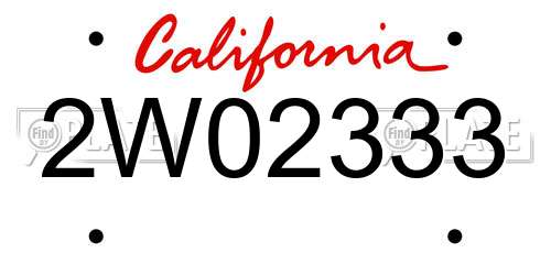 2W02333 California License Plate