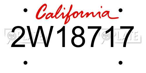 2W18717 California License Plate