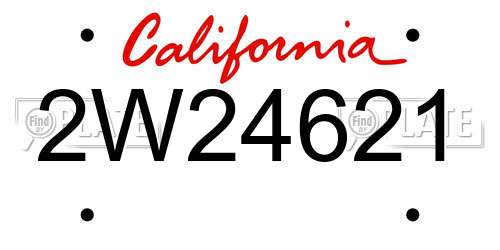 2W24621 California License Plate