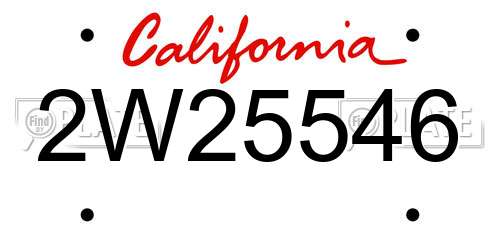 2W25546 California License Plate