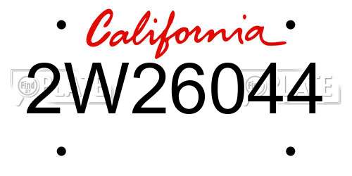 2W26044 California License Plate