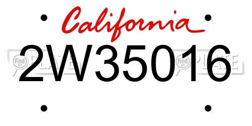 2W35016 California License Plate