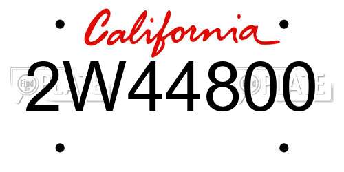 2W44800 California License Plate