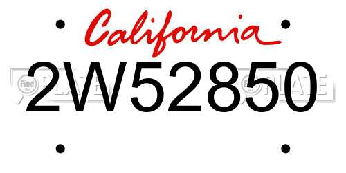 2W52850 California License Plate
