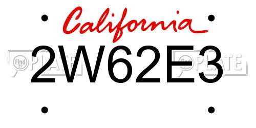2W62E3 California License Plate