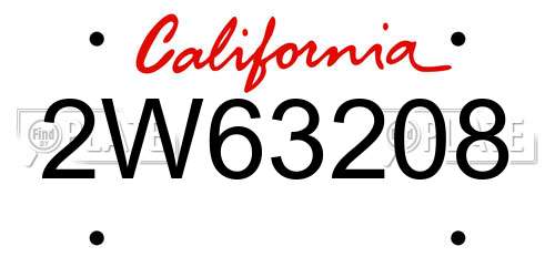 2W63208 California License Plate