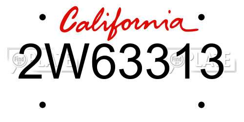 2W63313 California License Plate