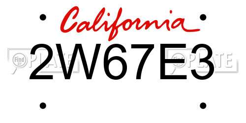 2W67E3 California License Plate