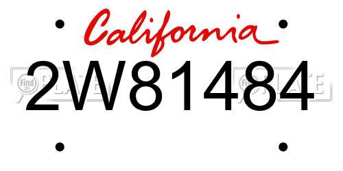 2W81484 California License Plate