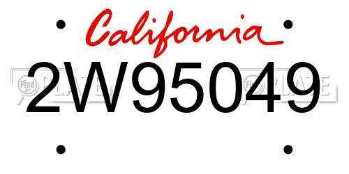 2W95049 California License Plate