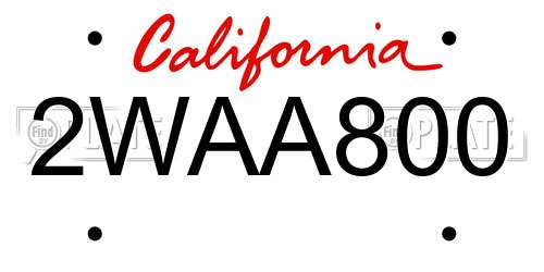 2WAA800 California License Plate