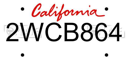 2WCB864 California License Plate