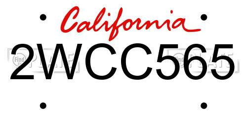 2WCC565 California License Plate