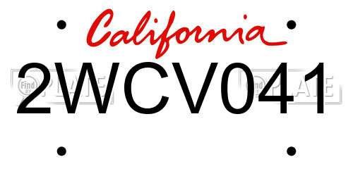 2WCV041 California License Plate