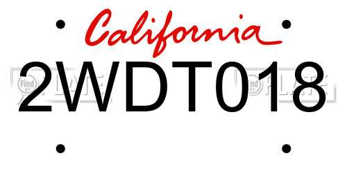 2WDT018 California License Plate