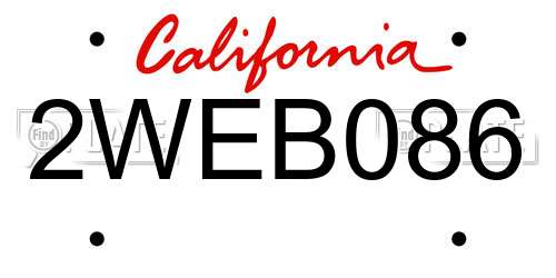 2WEB086 California License Plate