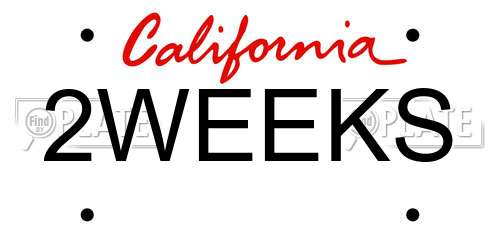 2WEEKS California License Plate