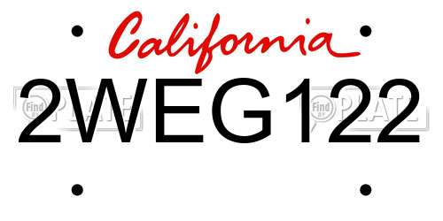 2WEG122 California License Plate