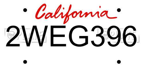 2WEG396 California License Plate