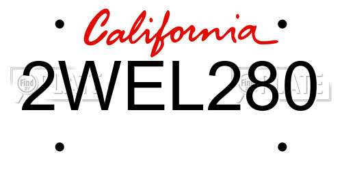2WEL280 California License Plate