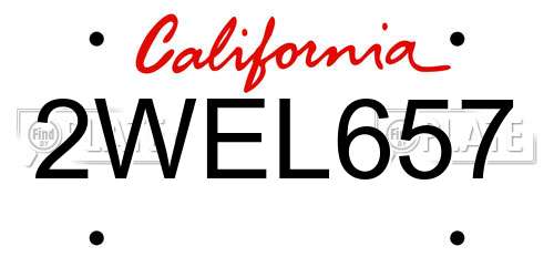 2WEL657 California License Plate