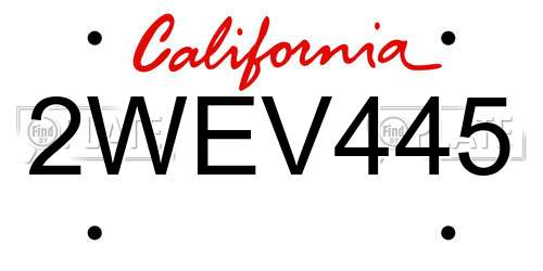 2WEV445 California License Plate