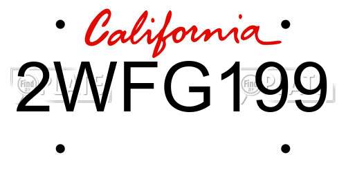2WFG199 California License Plate
