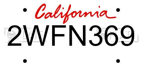2WFN369 California License Plate
