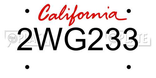 2WG233 California License Plate