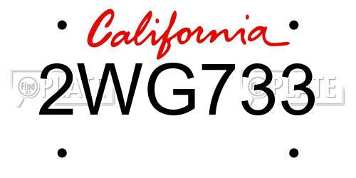 2WG733 California License Plate